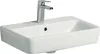 A white ceramic sink with a chrome faucet against a white background. Produktbild-Vorschau