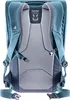 The back of a teal and gray backpack is shown against a white background. Produktbild-Vorschau