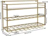 A diagram showing the dimensions of a gold wine rack with glass holders. Podgląd zdjęcia produktu