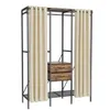 A freestanding open wardrobe with curtains, shelves, and drawers. Produktbild-Vorschau