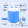 Diagram showing features of a portable camping shower. Produktbild-Vorschau