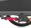 A close-up view of the suspension system of a child trailer. Produktbild-Vorschau