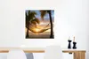Poster - Sonnenuntergang - Hängematte - Palme - 50x50 cm Produktbild-Vorschau 2