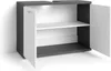 An open bathroom cabinet with shelves, lit from above. Produktbild-Vorschau