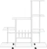 vidaXL Stojan na květiny na kolečkách 94,5x25x92,5 cm Bílý Náhled obrázku produktu 3