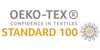 The image shows the OEKO-TEX STANDARD 100 logo and text. Produktbild-Vorschau