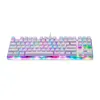 A white mechanical gaming keyboard with RGB backlighting, shown from a front-facing, slightly elevated angle against a white background. Produktbild-Vorschau