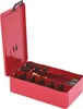 A red metal toolbox with various tools inside, open and viewed from a slightly elevated angle. Produktbild-Vorschau