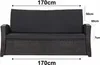 A front view of a black outdoor sofa cushion set with dimensions indicated by text and arrows. Voir les images du produit