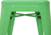 Close-up of the base of a green metal stool. Voir les images du produit