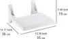 A white folding shower seat with dimensions indicated in inches and centimeters. Produktbild-Vorschau