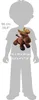 A silhouette of a child is used to show the size of a plush moose toy. Náhled obrázku produktu