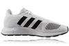 A white Adidas Swift Run RF shoe with black stripes is shown against a white background. Produktbild-Vorschau