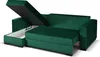 A green sectional sofa with its storage compartment open. Produktbild-Vorschau