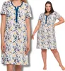 Charmante Floral Nachthemd Kurze Ärmel Pyjamas Damen Moraj Produktbild-Vorschau 1