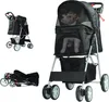 HiPet Faltbarer Hundebuggy Schwarz – Haustier Kinderwagen Produktbild-Vorschau 2