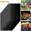 A collage of images showing BBQ grill mats, people grilling, and food on a grill. Produktbild-Vorschau