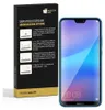A product packaging box for screen protectors next to a smartphone. Produktbild-Vorschau
