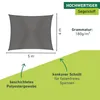 Sonnensegel Rechteck, 4x5m, anthrazit, wasserabweisend Produktbild-Vorschau 2