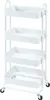A white four-tier rolling cart with mesh baskets. Voir les images du produit