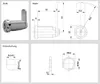 Technical drawings and a product image of a cylinder lock. Produktbild-Vorschau