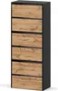 A tall, narrow shoe cabinet with five drawers, each featuring a wood-grain front and a black accent strip. Produktbild-Vorschau