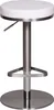 A white bar stool with a silver base and adjustable height. Náhled obrázku produktu
