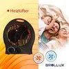 A split image showing a heater on the left and a happy family on the right. Produktbild-Vorschau