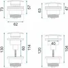 Four different sizes of a drain stopper are shown with dimensions. Produktbild-Vorschau