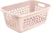 A light pink laundry basket with a decorative pattern of cutouts on its sides, shown from a slightly elevated side angle against a white background. Anteprima dell’immagine prodotto