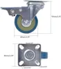 Two views of a caster wheel with dimensions indicated. Náhled obrázku produktu