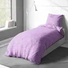 Baumwolle Bettwäsche 155x200 cm Lila Grau gestreift Stripe Produktbild-Vorschau 4