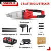 A collage of a cordless vacuum cleaner and its accessories, with text labels in German. Podgląd zdjęcia produktu