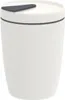 A white coffee mug with a dark gray lid. Produktbild-Vorschau