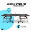 A table tennis table with features highlighted. Produktbild-Vorschau
