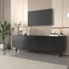 A modern living room scene featuring a black TV stand with a television mounted above it. Produktbild-Vorschau