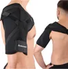 A man wearing a black shoulder brace, shown from the front and back. Anteprima dell’immagine prodotto