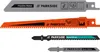 Four different saw blades are displayed against a white background. Produktbild-Vorschau