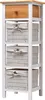 A tall, narrow storage unit with a wooden top, one drawer, and three woven baskets with fabric liners. Podgląd zdjęcia produktu