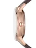 Side view of a watch with a brown leather strap and rose gold casing. Náhled obrázku produktu