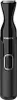 A black Philips nose trimmer is shown against a white background. Podgląd zdjęcia produktu