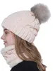 Damen Strickmütze Bommelmütze Loop Schal Set Warm Produktbild-Vorschau 4