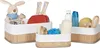 Relaxdays Aufbewahrungskorb 3er Set, Stoffbezug, Bambus, Produktbild-Vorschau 1