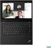 A Lenovo Thinkpad L14 GEN1 laptop is shown open, displaying a video conference call on its screen. The laptop is black and sits on a white background. Produktbild-Vorschau