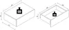 Diagrams of a drawer showing dimensions and weight capacity. Produktbild-Vorschau