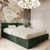 A bedroom with a bed, wardrobe, and wallpaper. Náhled obrázku produktu