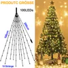 A split image showing a diagram of LED string lights on the left and a decorated Christmas tree with lights on the right. Náhled obrázku produktu