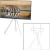 A TV stand with a screen displaying zebras drinking water. Voir les images du produit