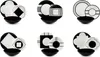 Six sets of black and white dinnerware, each with a bowl and two plates, arranged in two rows of three. Produktbild-Vorschau