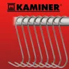 A row of metal S-hooks hanging from a rod against a red background, with a brand logo at the top. Produktbild-Vorschau